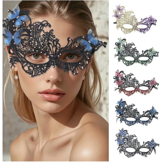 Sexy Butterfly Lace Mask Women Masquerade Venetian Party Half Face Mask Halloween Performance Cosplay Supplies Hollow Eye Mask