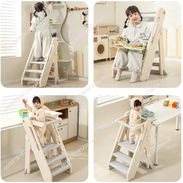 Foldable Practical Learning Tower Baby Washstand Step Stool, Ascending Footstool, Adjustable Hand Washing Stairs,