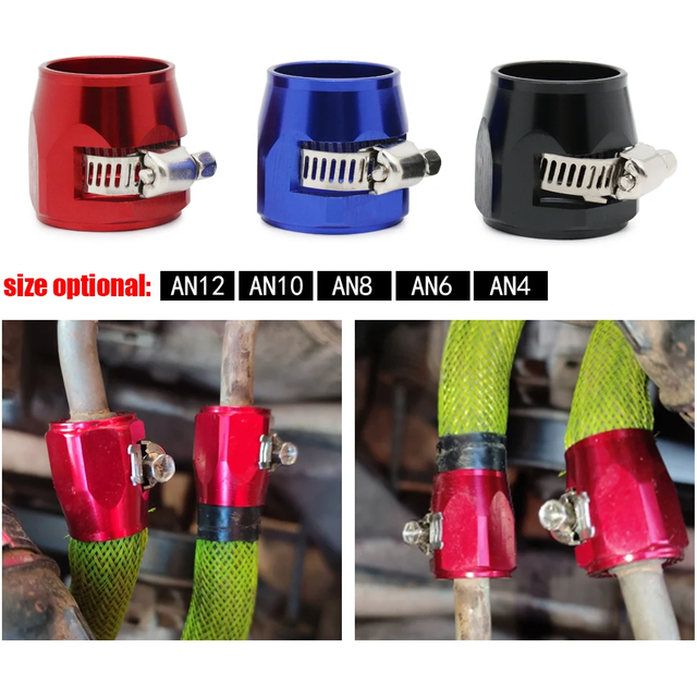 1lot=2pcs Hose Clamp AN4 AN6 AN8 AN10 AN12 End Fuel Pipe Clip Oil Water Tube Hose Fittings Finisher Clamps Hex Finishers