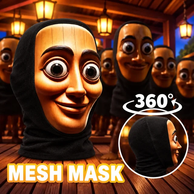 3D Printed Full Face Mask, Wooden Face Mesh Design, Funny Viral Meme Cosplay Costume for Halloween Party Performance Props
