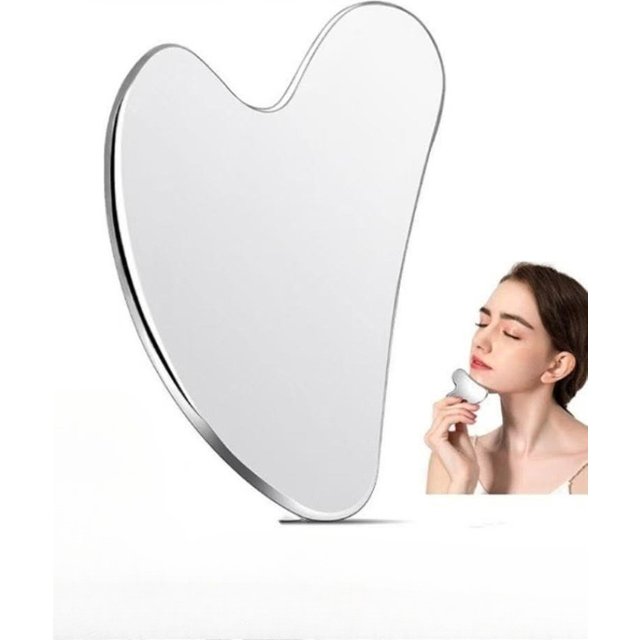 Thick Stainless Steel Dolphin Gua Sha Facial Tool - Fragrance-Free, Battery-Free Eye & Face Massage Board for Deep Tissue Pressu