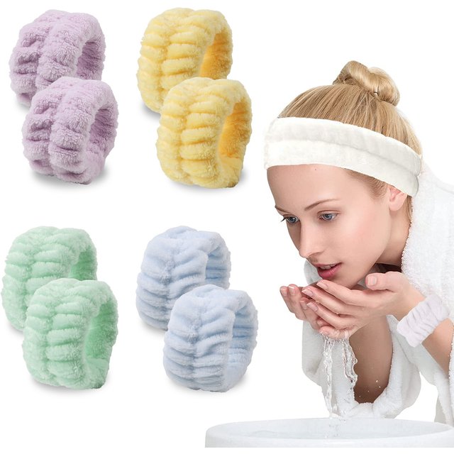 Velvet soft elastic headband face washing and makeup headband hair tie face washing waterproof wrist strap and heanband set