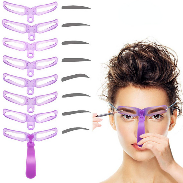 8 In 1 Reusable Eyebrow Stencils Eye Brow Stamp Templates Eyebrow Shape Set for women Eye Brow Make Up Accessories Beauty Tools