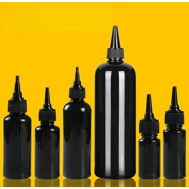 10/20/30/50/100/200/500ml Black Opaque Pointed Plastic Squeeze Bottle Cosmetic Liquid Dispensing Pigment Glue Drip Bottles