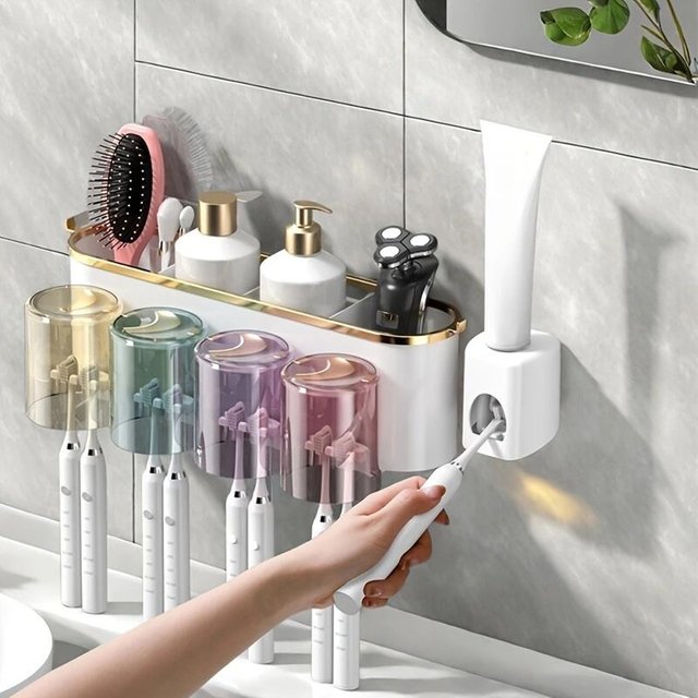 Wall-Mounted Toothbrush Holder, Self-Adhesive Toothbrush Storage Box, Suitable for Bathrooms, Medicine Cabinets, Dormitories