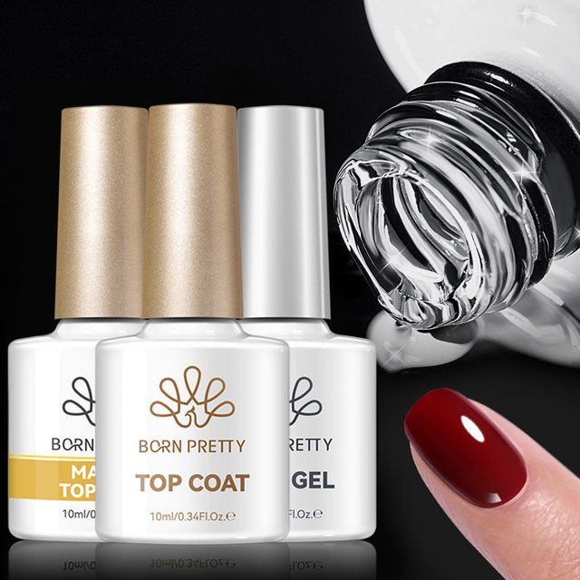 BORN PRETTY 10ml Super Top Coat Base Gel Matte Top Coat Set for Gel Nail Polish LED Nail Varnish Function Gel Set