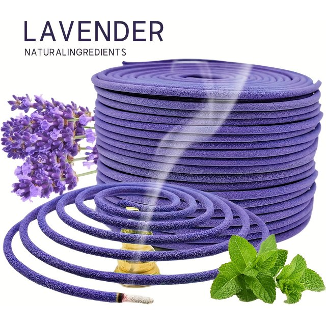 Rouleaux d'aromathérapie à la lavande - Spirales naturelles 20/60/80 | Brûlure longue durée (4 heures) | Idéal pour les patios, les balcons, les piscines, le camping et les jardins. | Le