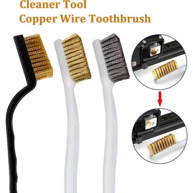 2pcs 3D Printer Parts Rust Cleaner Tool Copper Wire Toothbrush Nozzle Copper Brush Nozzles Heater Block Hotend Cleaning Brush