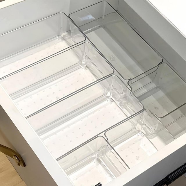 7-Piece Drawer Organizer Set, Cosmetic Storage Box, for Organizing Desktop Clutter and Office Stationery and Makeup Accessories, Compact Design, Lightweight Organizing Tools, Materials, Desk