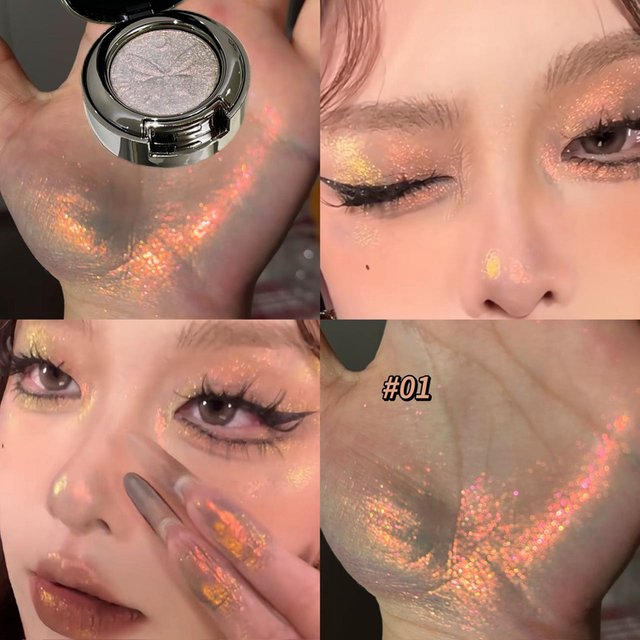 Chameleon Single Eyeshadow Blue Purple Glitter Pearl High Pigment Long-lasting Waterproof Sweatproof Multi-use Eye Face Highlight Stage Makeup Essential