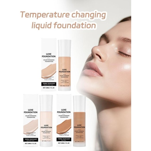 Luxe Color Changing Foundation Lightweight Oil Control Intelligent Tone Matching Full Coverage Flawless Complexion Base Makeup