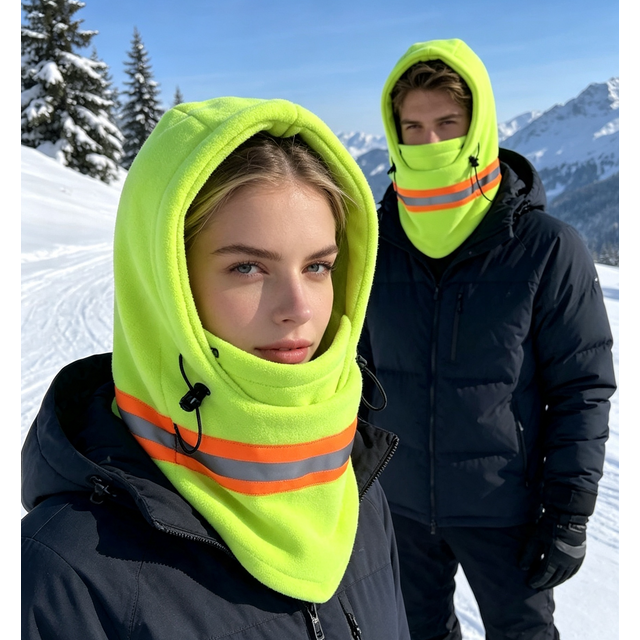 Men HiGH Visibility Reflective Winter Thermal Fleece Balaclava Mask Ski Motorcycle Full Face Mask Neck Cover Windproof