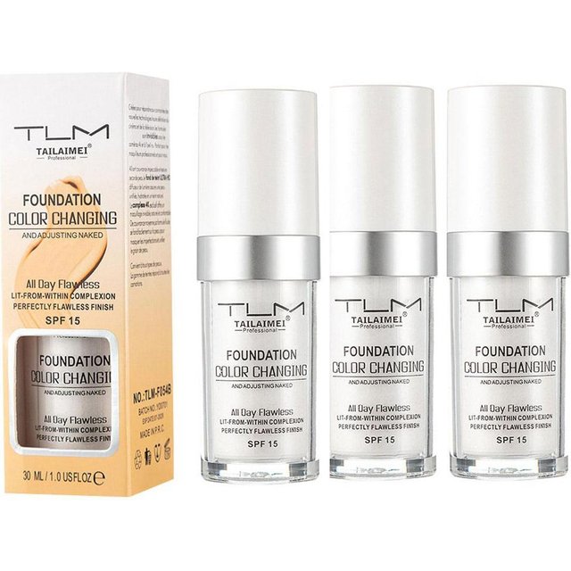 1/2/3PCs Color Changing Foundation, Temperature Liquid Foundation Naturally Blends Moisturizing Foundation Makeup Waterproof