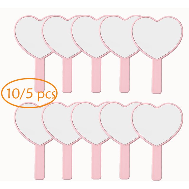 10/5 Pcs Small Love Mirror Portable Heart-shaped Handheld Makeup Mirror Suitable As A Mini Gift for Ladies Princesses Party