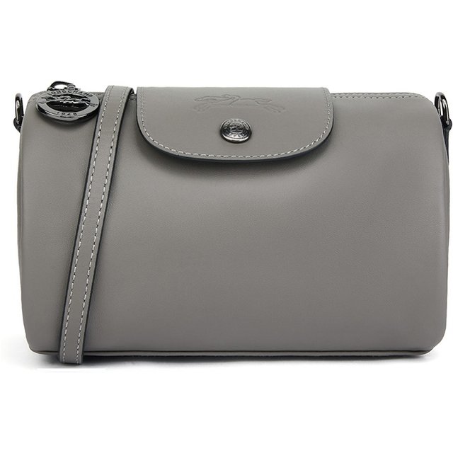 LONGCHAMP Le Pliage Xtra Leather Cylinder Bag, Makeup Bag, Shoulder Bag, Crossbody Bag Mini Women's Gray 10255987P55