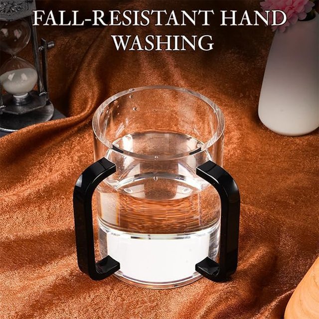 Durable Acrylic Look Transparent Double-handle Jewish Handwashing Cup Mouthwashing Cup Dual Handles Durable And Sturdy Base