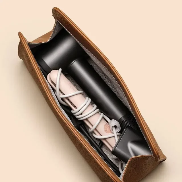 Travel-Friendly Storage Bag for Hair Dryer And Curling Iron - a Hypoallergenic Organizer for Your Makeup Tools.