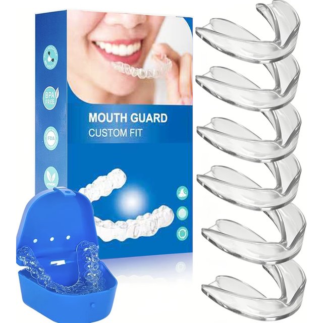6pcs Mouth Guard EVA Teeth Protector Silicone Tooth Orthodontic Braces Transparen Reusable Teeth Whitening Tray Retainer Tool
