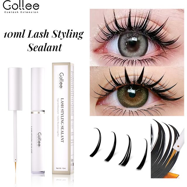 Gollee Lash Styling Sealant 10ml Fast Drying Soft Brush Eyelashes Styling Gel Non-White Residue for Salon Household Makeup Tools