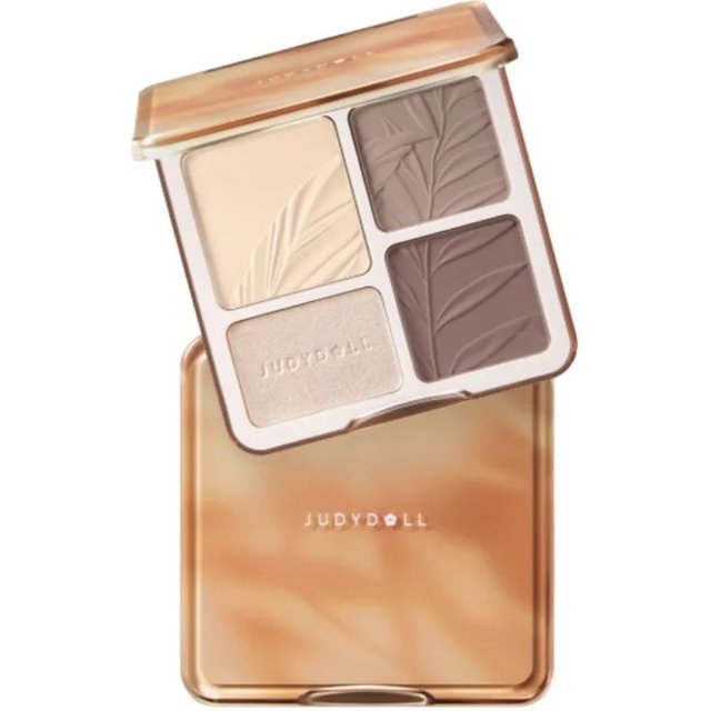 JUDYDOLL 2in1 Highlighter And Contour Palette Feather Light Up Face Shadow Powder Multi-Purpose Highlighting Makeup Cosmetics