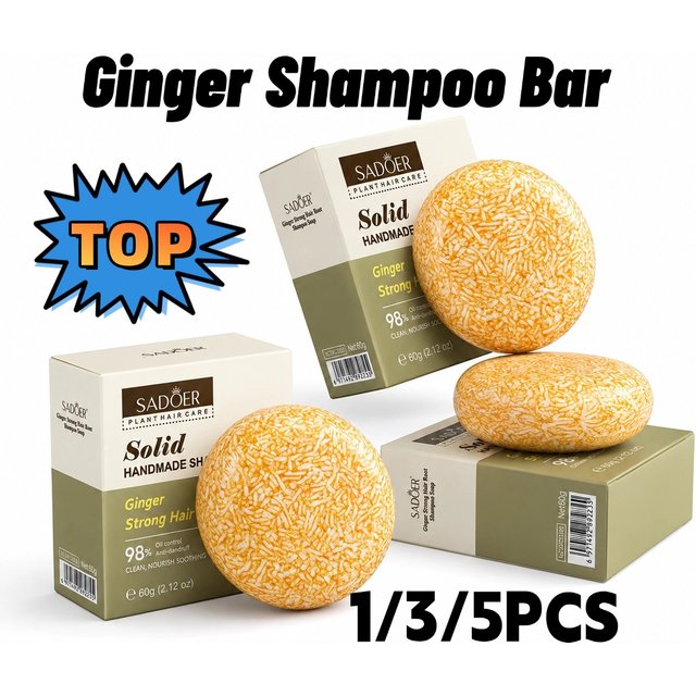 NEW Ginger Shampoo Bar Anti Hair Loss Hair Growth Soap Natural Organic Scalp Care Oil Control Thicker Volumizing 60g