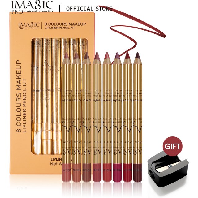IMAGIC 8-Color LipLiner Pencil Long Lasting Waterproof Professional Soft Smooth Colorful Matte Lipstick Cosmetics Makeup Tool