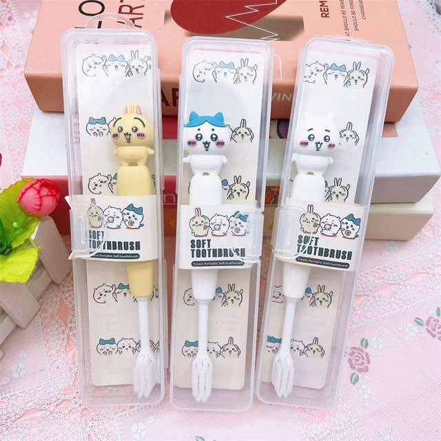 Kawaii Toothbrush Anime Chiikawa Cartoon Usagi Hachiware Children Convenient Travel Soft Bristle Toothbrush Does Not Hurt Teeth