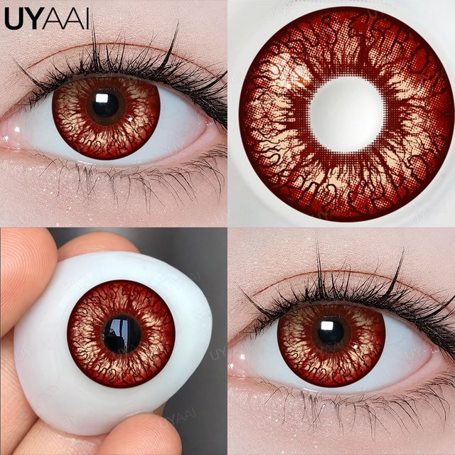 UYAAI Cosplay Farbige Kontaktlinsen Big Eye Schwarze Linse 14,5 mm Kosmetik Halloween Make-up Kontakt Gelbe Linse Weiße Cosplay-Linse