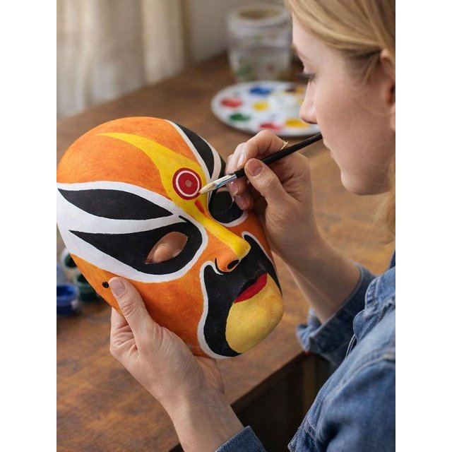 Costume Prop White Paper Beijing Opera Face Mask Paintable Blank Hand-painted Mask Full Face Plain DIY Mask Halloween Party