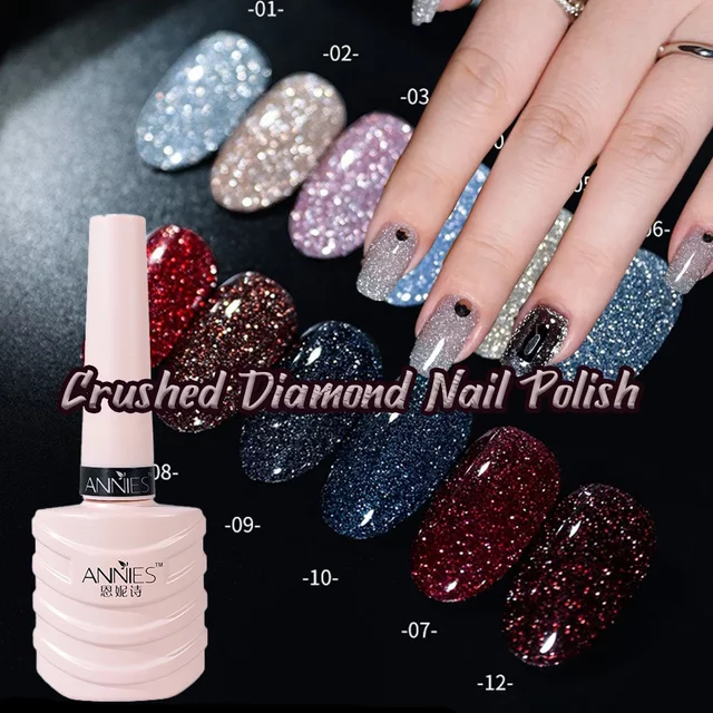 ANNIES 10ml Glittering Diamond Nail Polish Gel 12 Colors Reflective Glitter Lining Gel Nail Polish Nail Painting Hand Makeup