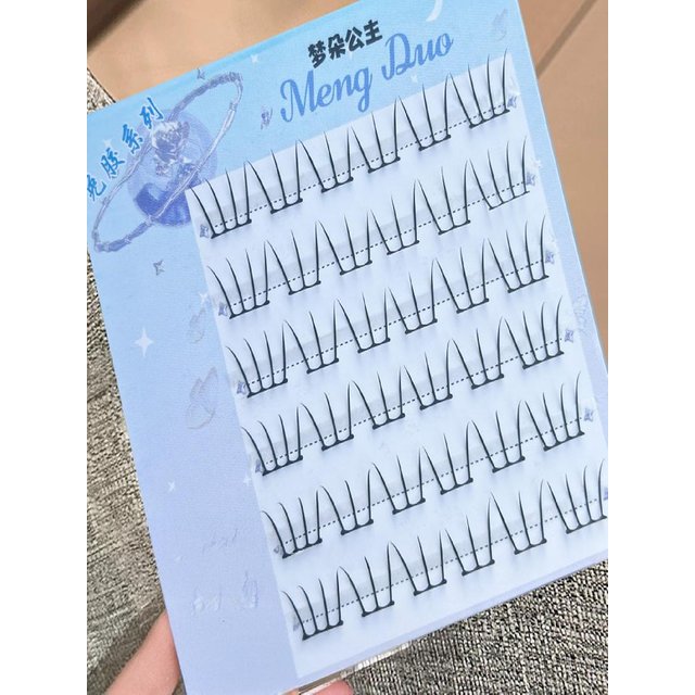6 Rows Curl Cluster False Eyelashes Natural Wispy Korean Girls Group Style Cat Eye Lashes for women DIY Makeup