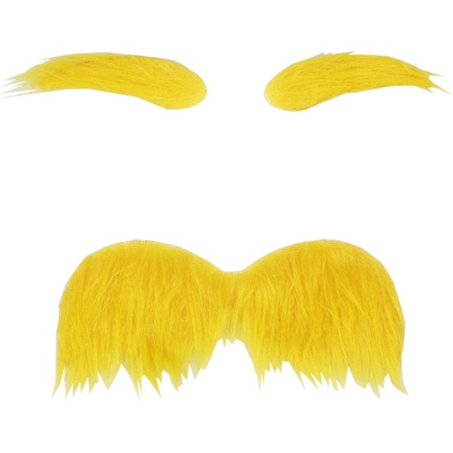 Yellow Mustache Eyebrows Set Fake Party Makeup Ball Self Adhesive Fake Beard Cosplay Costume Accessories Funny Party Favors