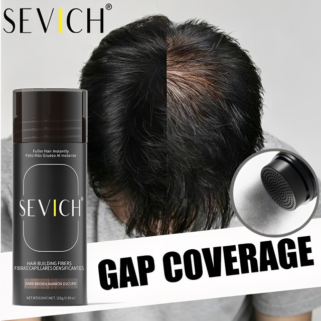 Sevich 25g Hair Fibers 48 Hour Stain Proof Hair Building Fibers for men&Women Instantly Hair Concealer Powder Black Dark Brown