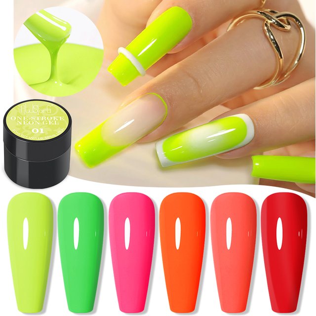 AWStorG 5ml Fluorescent Gel Nail Polish Bright Blue Green Purple Red Yellow Orange Soak Off UV LED Nail Polish Nail Art