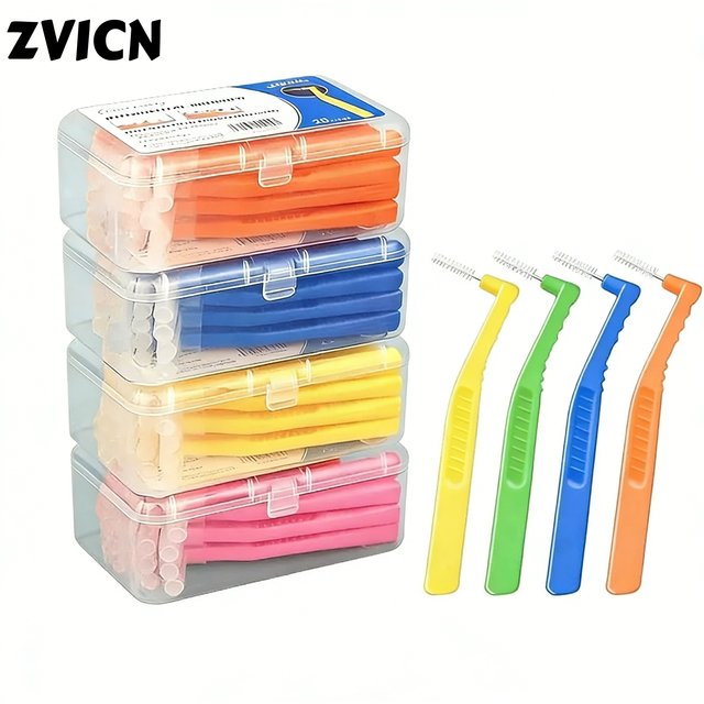 20pcs Interdental Brush with Soft Bristles, Mini Toothbrush Angled, L Shaped Short Handle Brushes for Tooth Brackets Cleaning