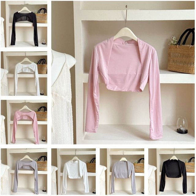 Ultra-thin Long Sleeve Crop Top Quick-Drying Anti UV Long Ice Silk Sleeves Solid Color UV Protection Sunscreen Arm Covers Girls