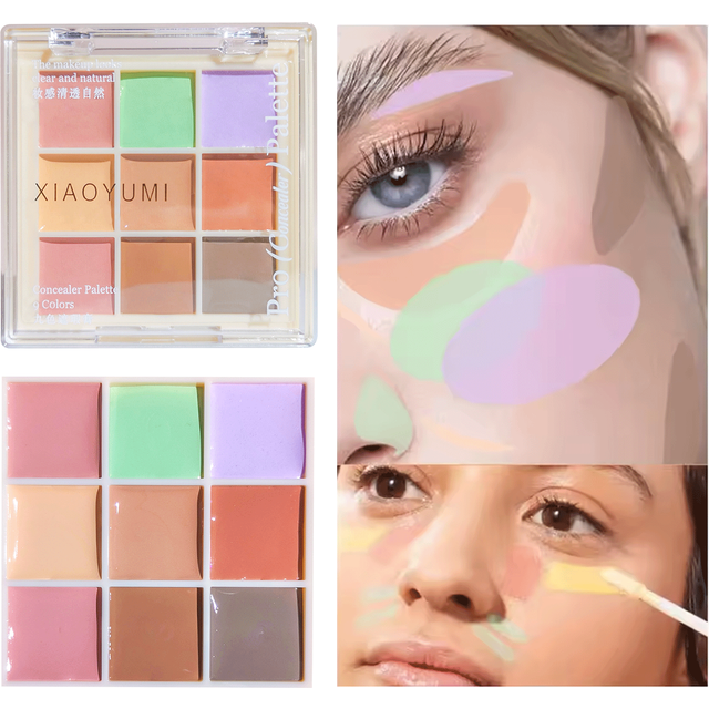 9-color Concealer palette - Full coverage - corrects spots, prevents sweating, acne, dark circles, and facilitates touch-ups