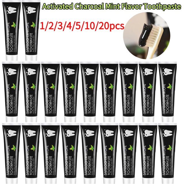 Teeth Whitening Activated Charcoal Mint Flavor Natural Toothpaste Remove Yellow Teeth Strong Deep Cleaning Teeth Stain Oral Care