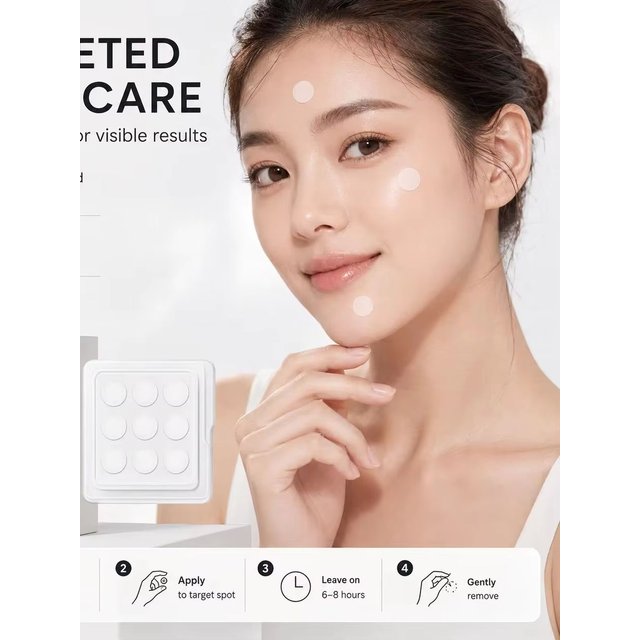 9PCS Micro Dart Blemish Patches White Round Dot Spot Cover Skin Care Patches Individually Foil Packed for Night Use