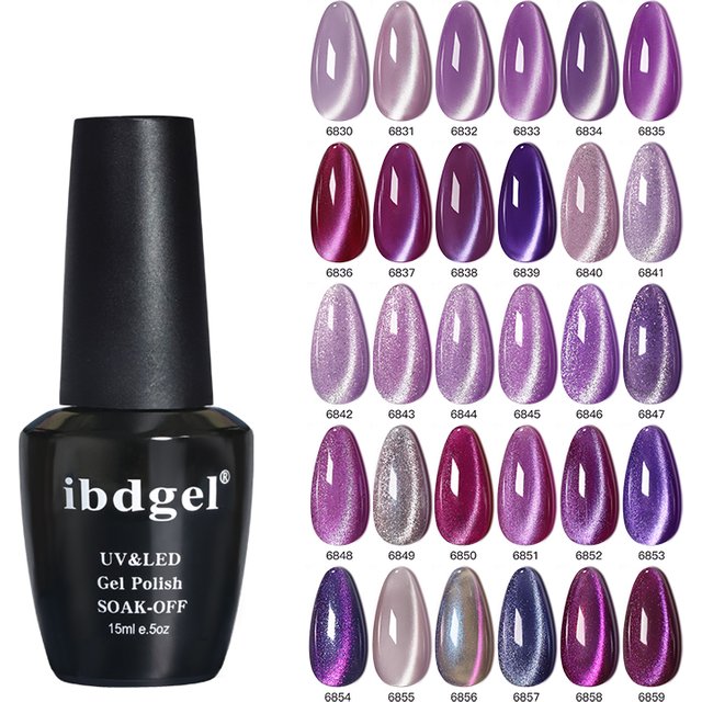 30 Color Ibdgel Purple Cat Eyes Magnetic Nail Polish Chameleon Non-Toxic 15ml - Nail Art Gel Polish Tool