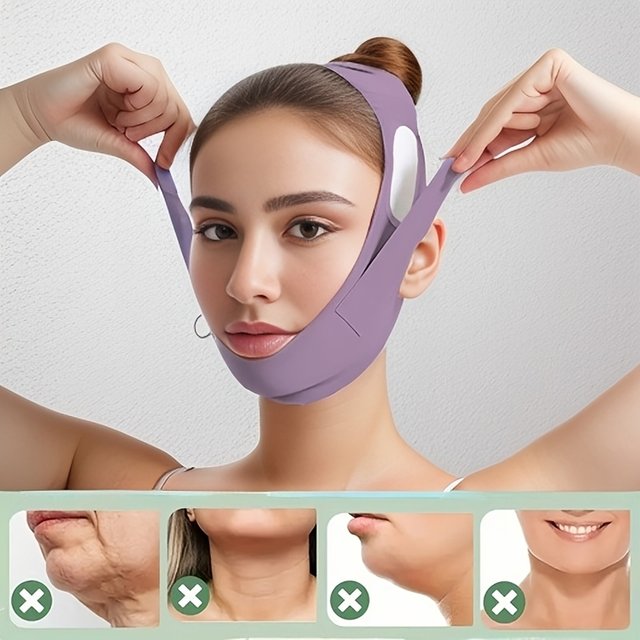 Adjustable V-shaped Face Lift Mask - Breathable, Reusable Facial Shaping Bandage for Double Chin Reduction and Tight Facial Mask