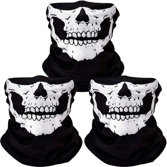 Motorcycle Half Face Mask Skull Ghost Balaclava 2026 Winter Warm Neck Warmer Windproof for Ski Cycling Outdoor Sports