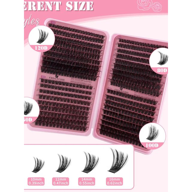 MJ 640pcs 30D/40D/50D/60D Individual Lashes Book Clusters Extensions False Eyelash DIY at Home Cluster Eyelash Extensions Makeup