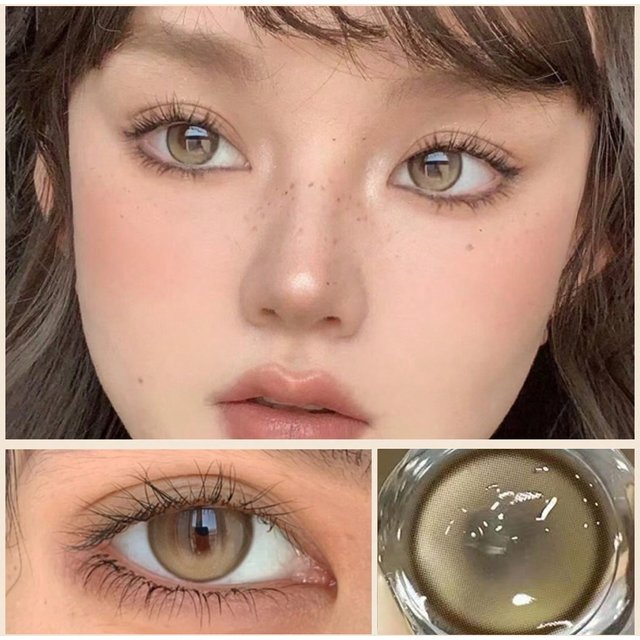 VISUASHOW Prescription Colored Contact Lenses Amber Brown 1Pair Half Year Natural Cosmetic Eye Contacts Daily Makeup Beauty Lens
