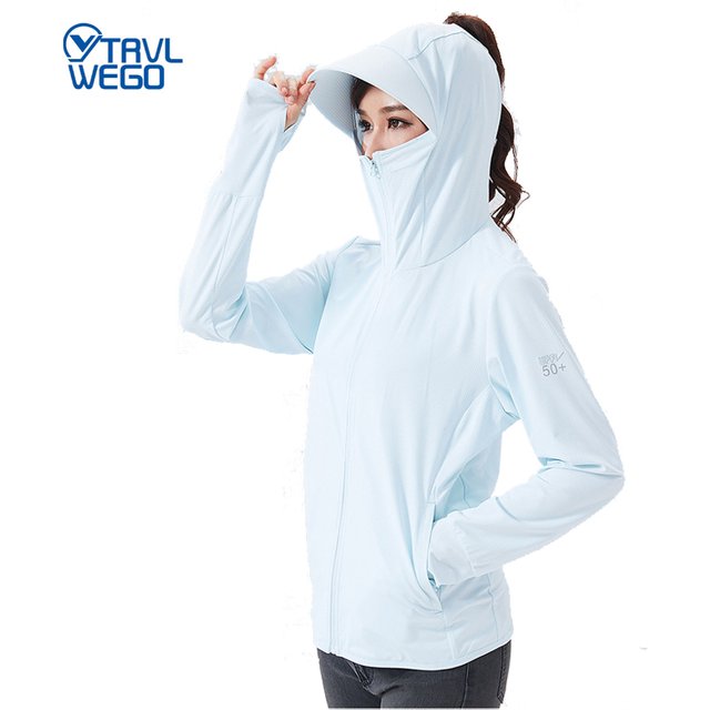 TRVLWEGO Summer Women Men Fishing Shirt UV Proof Coat Quick Dry Thin Sunscreen UPF50+ Outwear Hooded Cycling Beach Clothes