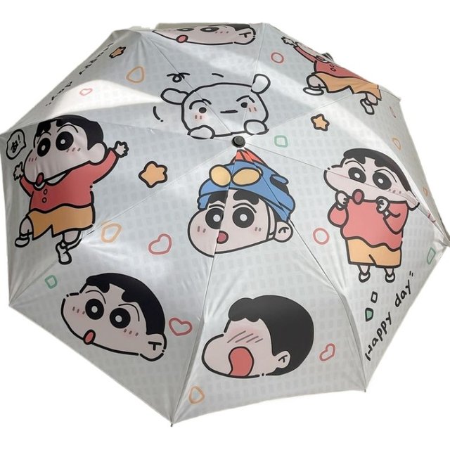 Crayon Shin-chan Cartoon Cute Automatic Umbrella Kawaii Summer Sunshade Sunscreen Sun Umbrella Anime Peripheral Wholesale