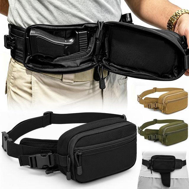 Taktische Hüfttasche für verdecktes Tragen von Pistolen, Anti-Diebstahl-Waffentasche, versteckte Hüfttasche, Crossbody-EDC-Werkzeugtasche für Jagd und Wandern