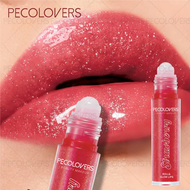 Long Lasting, Non-Stick Cup, Roll-on Lip Oil Colored Lip gloss,Lightweight & Sparkling gloss