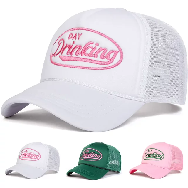 Unisex DAY DRINKING Letter Embroidery Baseball Net Caps Spring Summer Outdoor Adjustable Casual Hats Dad Hat Sunscreen Hat