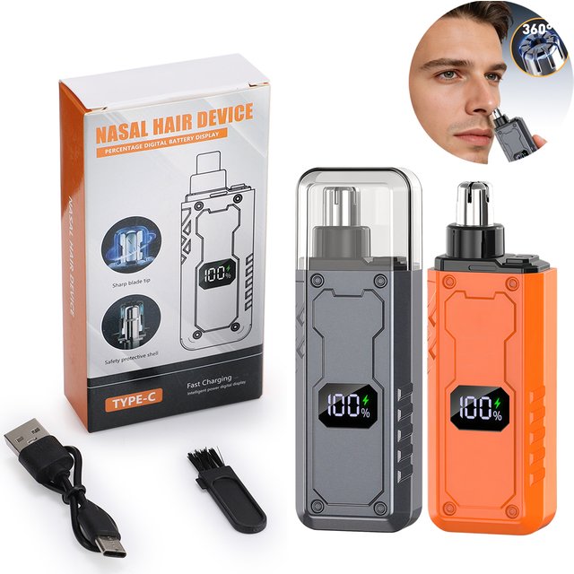 USB Rechargeable Painless Nose Hair Trimmer For Man LED Display Electric Nose Hair Clipper Shaver Washable Travel Portable Gifts